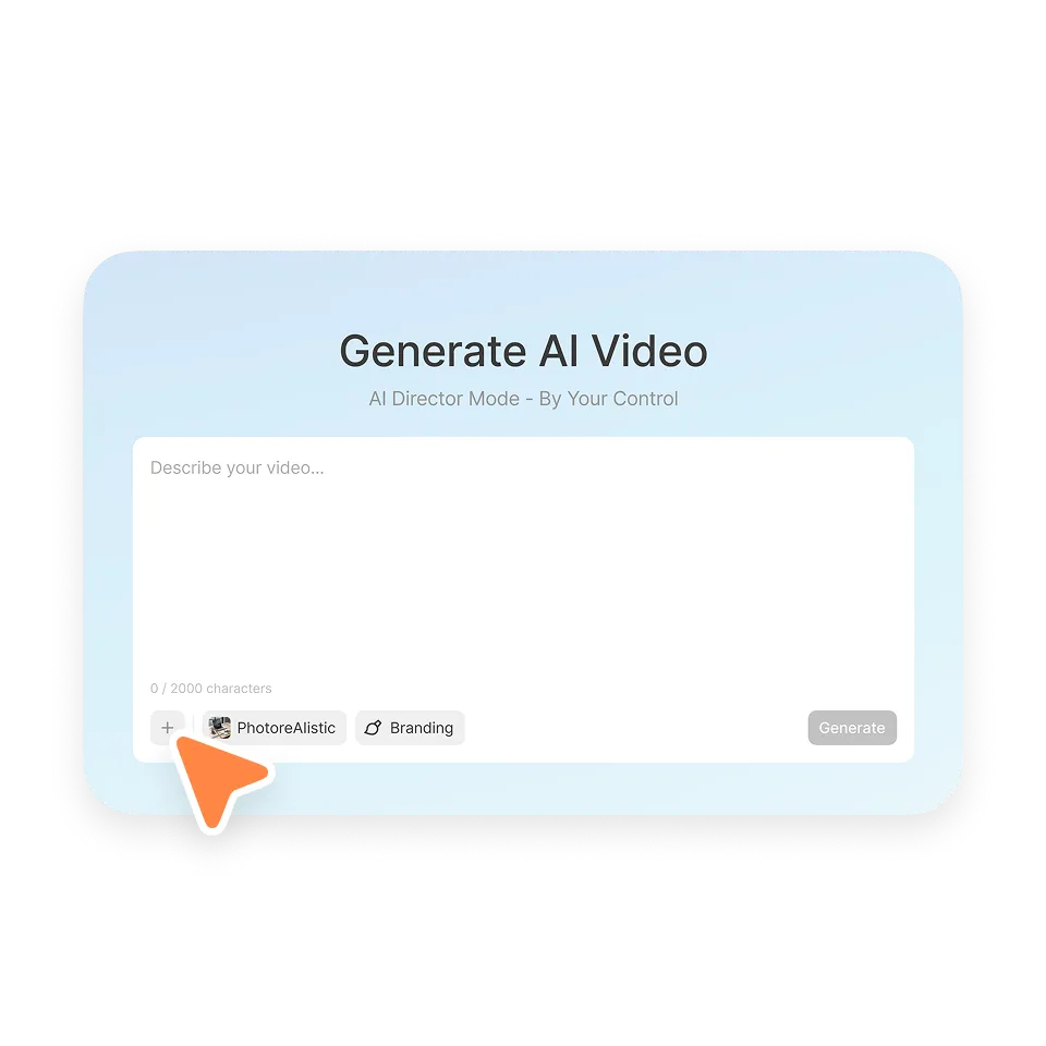Input stage in AI Director Mode where users provide ideas, scripts, webpages, PDFs, and uploaded assets for AI video generation.